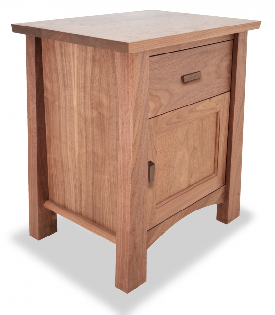 Nightstand Gamble Walnut with door angle